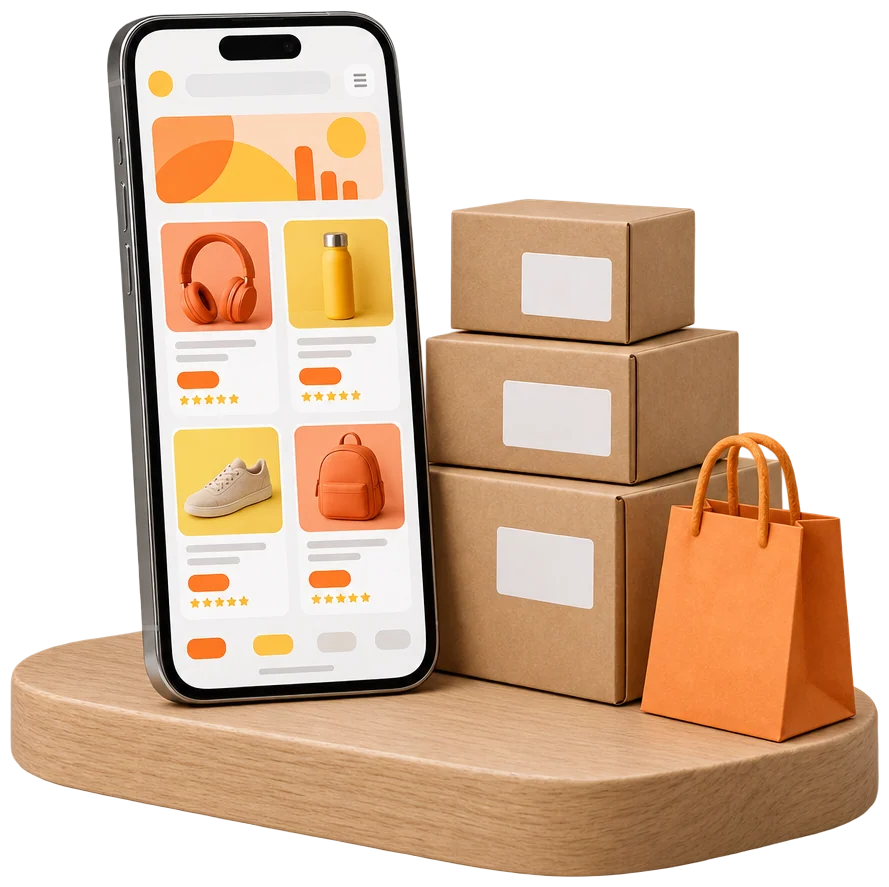 Lojas em marketplaces — ilustração do serviço